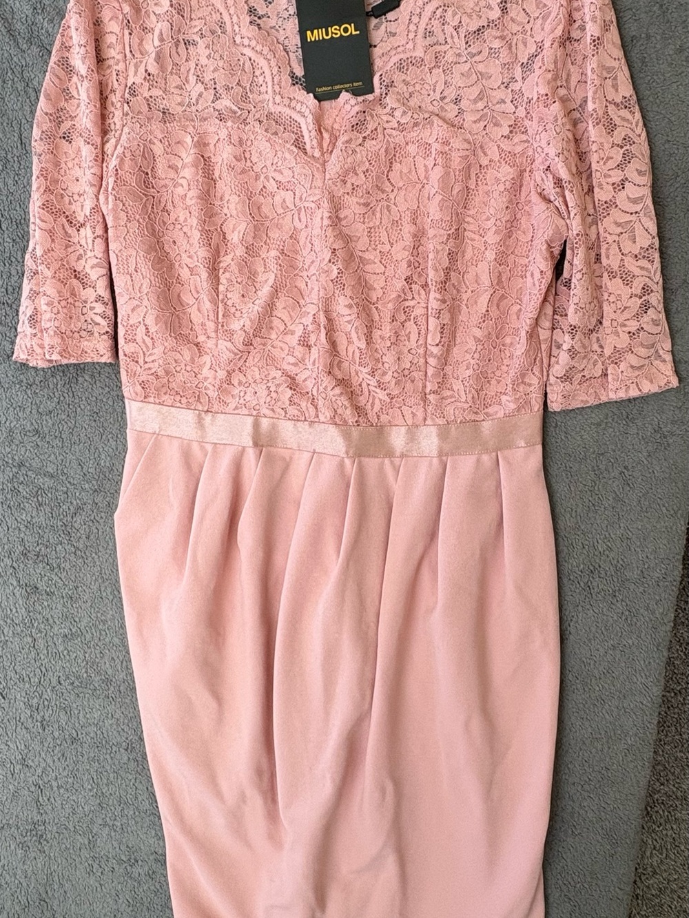 MIUSOL Blush Pink Lace Midi Dress